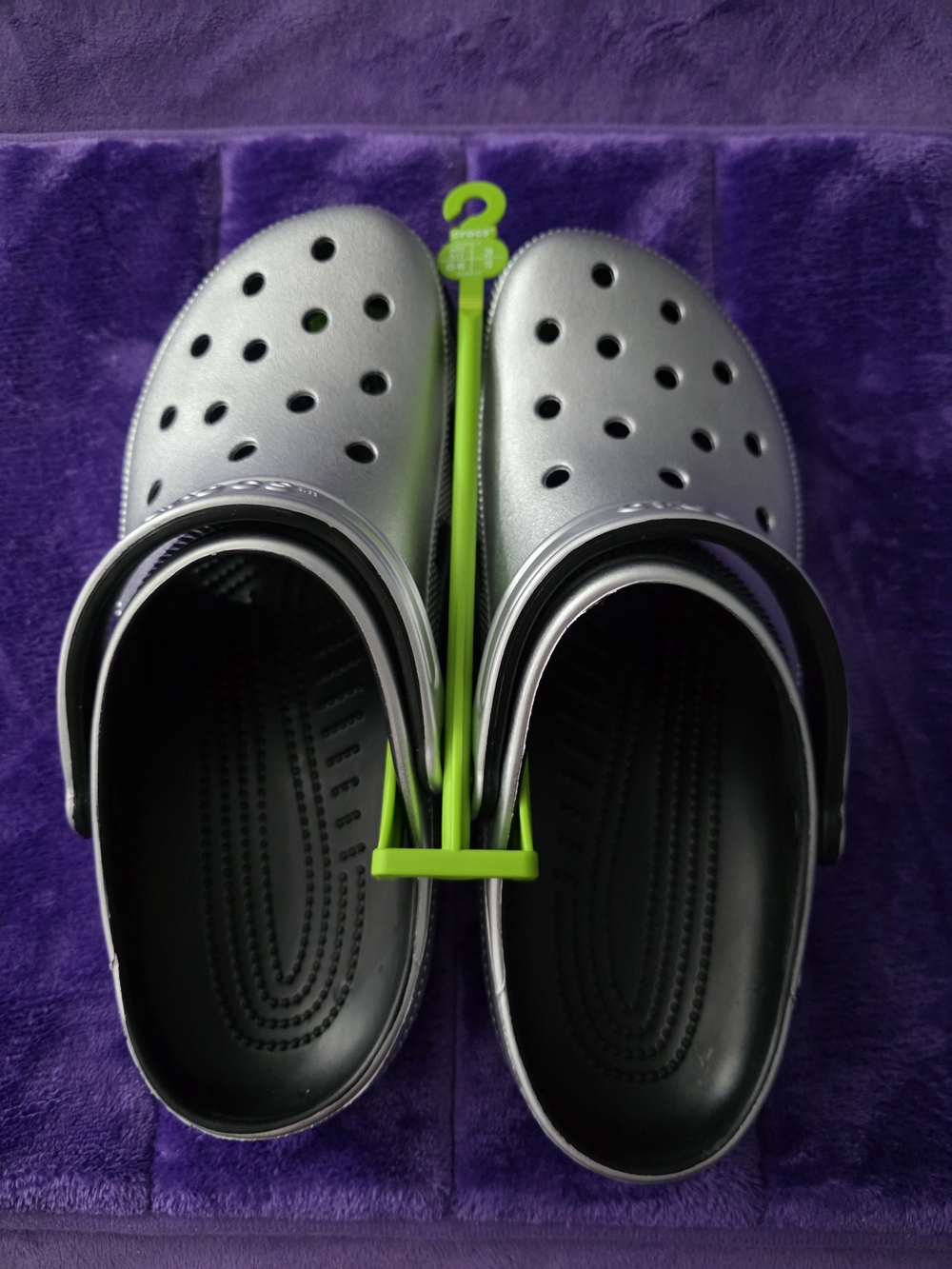 Mens Silver And Black Crocs